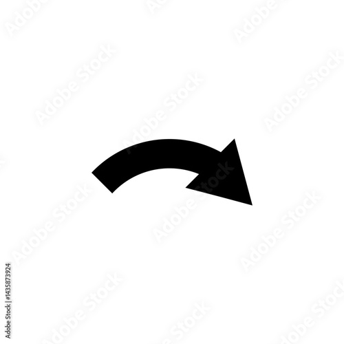 Curved semicircular arrow. Round minimalist arrow. Vector illustration on a white background. 