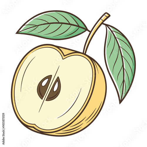 Half Pear with Leaves