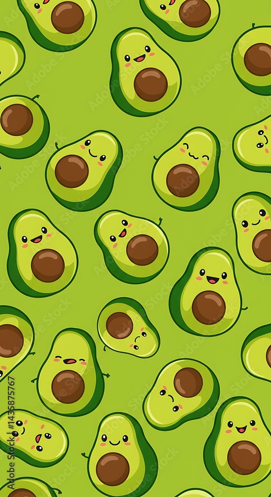 Avocado Party: A Cute Repeating Pattern AI Generated Avocado Party: A Cute Repeating Pattern AI Generated