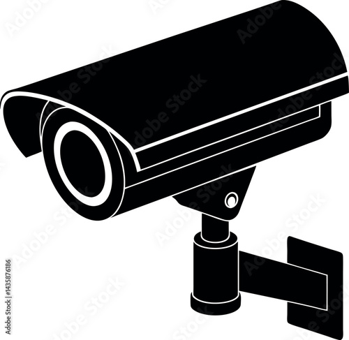 CCTV Camera Silhouette Black | Vector for Security Systems and Home Safety Vector
