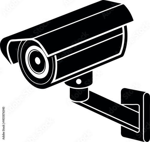 CCTV Camera Silhouette Black | Vector for Security Systems and Home Safety Vector