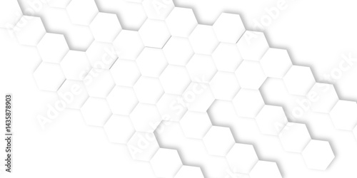 Elegant 3D White Light Geometric hexagon Technology Structure with Polygonal Honeycomb Details, Abstract Visuals, and Luxury Pattern Design Elements for a Contemporary High-Tech Background
