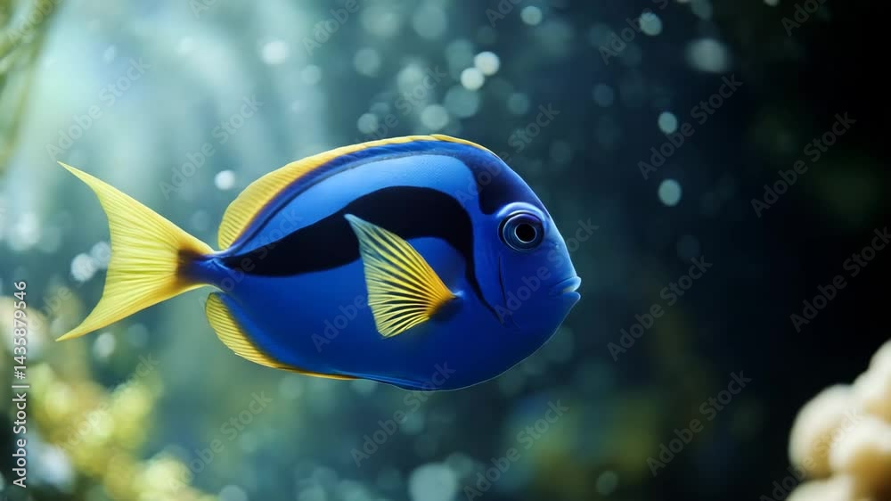 fish in aquarium, blue fish, swimming