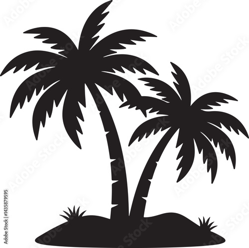 the palm tree silhouette victor design black and white background.