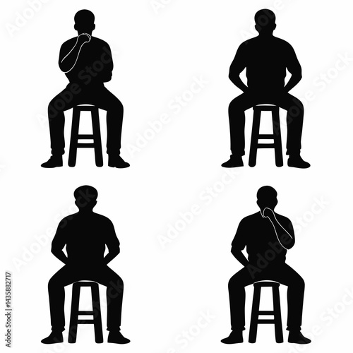 Create a Vector Illustration of Four Black Silhouettes Compilation
