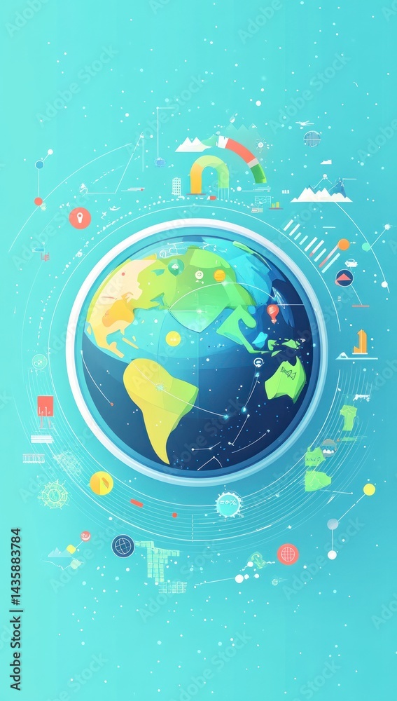 Fototapeta premium Earth infographic global data visualization
