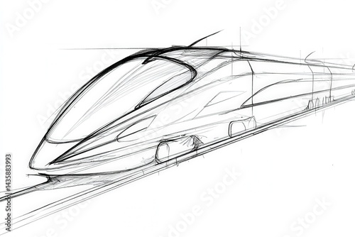 Obraz na płótnie High-Speed Train Sketch Design for Modern Transportation Concept w salonie