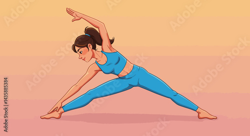 Animated Female Figure in a Yoga Stretch Pose