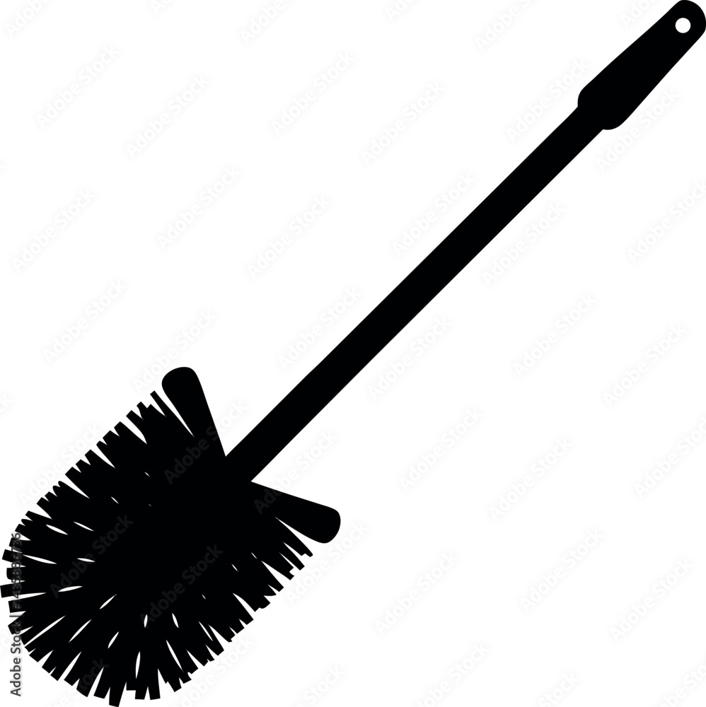 Toilet Brush Silhouette Icon | Black Vector for Cleaning, Bathroom & Hygiene Graphic Vector