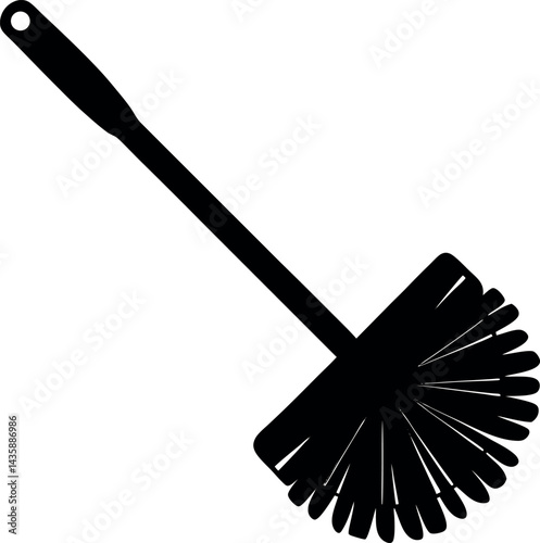 Toilet Brush Silhouette Icon | Black Vector for Cleaning, Bathroom & Hygiene Graphic Vector