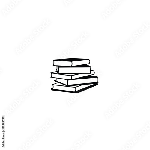 stack of books silhouette on white background