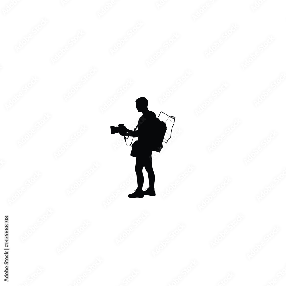 Naklejka premium a traveler silhouette on white background