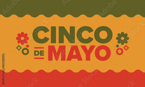 Cinco de Mayo in Mexico. Traditional mexican fiesta in May. National happy holiday with carnival, festival and parade. Latin american and spanish pattern. Illustration with sombrero. Vector poster