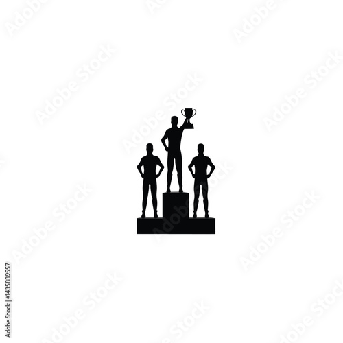 winners podium silhouette on white background