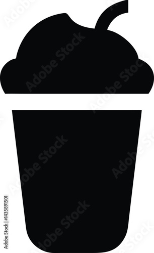 Black frozen frappe icon vector isolated on white background