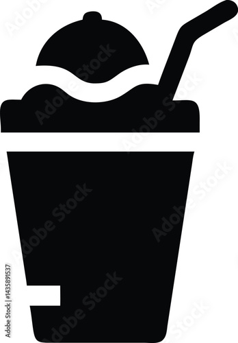 Black frozen frappe icon vector isolated on white background