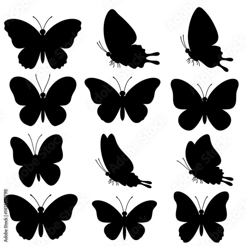 Silhouette Ballet: A Flutter of Wings AI Generated
