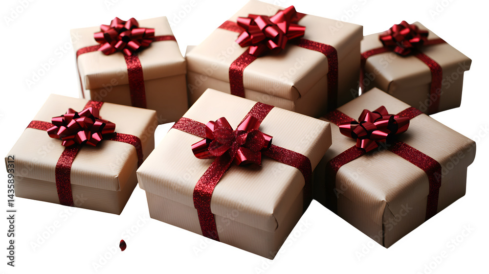 Obraz premium Stack of gift boxes isolated on white background