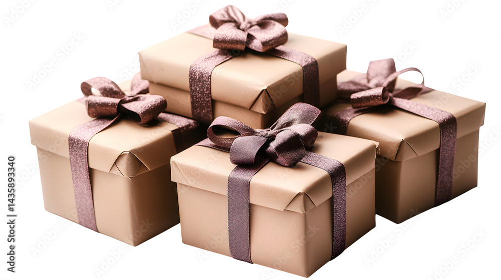 Obraz premium Stack of gift boxes isolated on white background