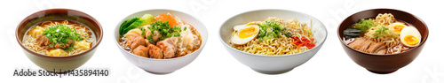 Obraz na płótnie PNG Delicious bowls of ramen, element set on transparent background w salonie
