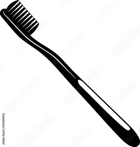 Toothbrush Silhouette Icon in Black | Vector for Dental, Hygiene & Healthcare Vector