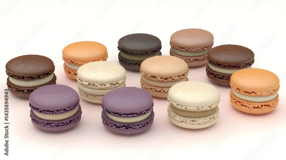 Colorful Macarons Arrangement on Soft Pink Background Colorful Macarons Arrangement on Soft Pink Background