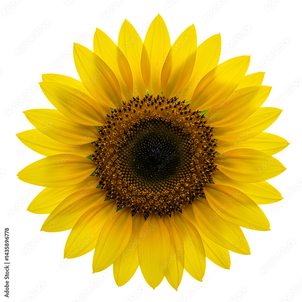 Fototapeta premium Bright Sunflower Isolated on White and Transparent Background, sunflower, sunflower isolated, sunflower on white, sunflower transparent, bright sunflower, sunflower flower, floral clipart,