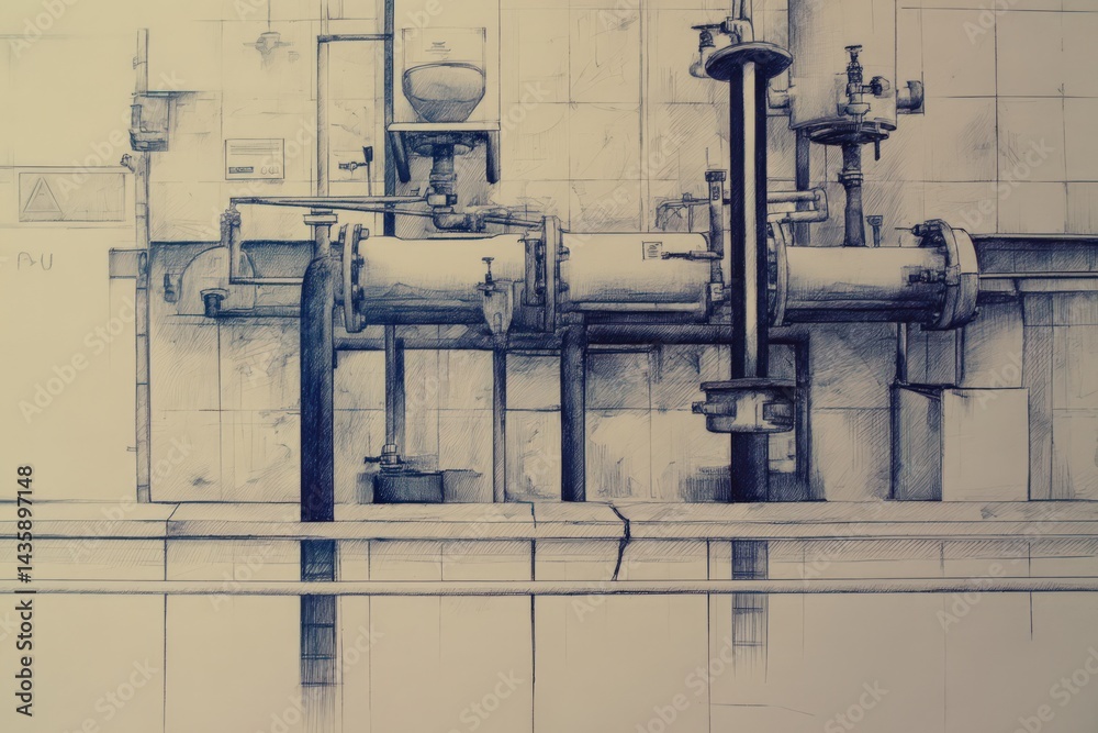 Industrial Pipework and Equipment in a Modern Facility Setup