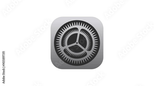 Spinning settings icon animation featuring two gear-like circles rotating in opposite directions. Represents technology, adjustments, mobile settings, and system configurations. 
