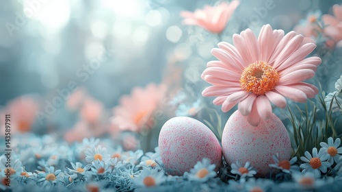 Easter blooming delight with soft pastel florals jpeg background image