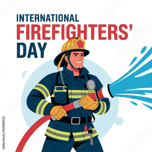 International Firefighters Day Poster Hero Fireman Tribute Illustration

