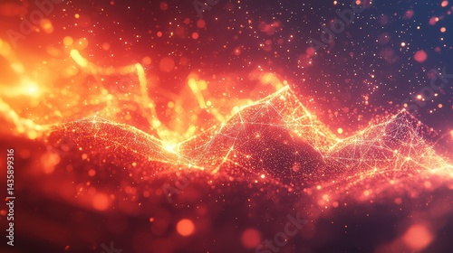 Electric network of abstract lines and glowing nodes jpeg background image