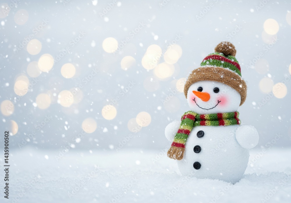 Cute snowman with scarf isolate on white background Cute snowman with scarf isolate on white background