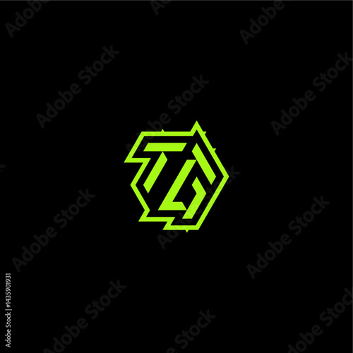 logo design concept cool and dynamic monogram TG esport gaming initial letter