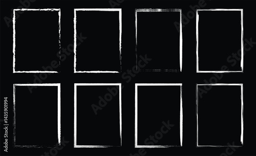Set of  grunge rectangle frames icon.  grunge round shapes. Brush strokes frames elements, frames for design. vector illustration.