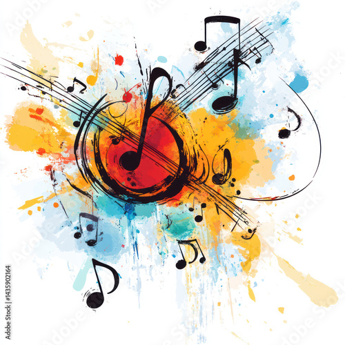 grunge music background with notes