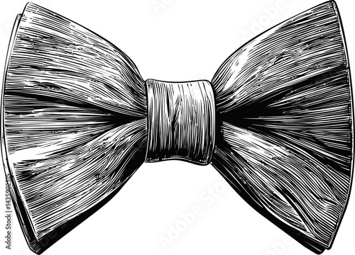 Elegant black and white sketch of a classic bow tie illustration. Vector illustration