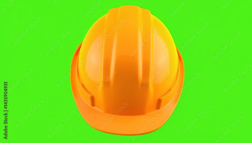 Fototapeta premium Orange Construction Helmet Isolated On Green Screen Background Safety Hard Hat For Industrial Site Isolated Studio Object For Promotion Ads Backdrop With Clean Blank Surface