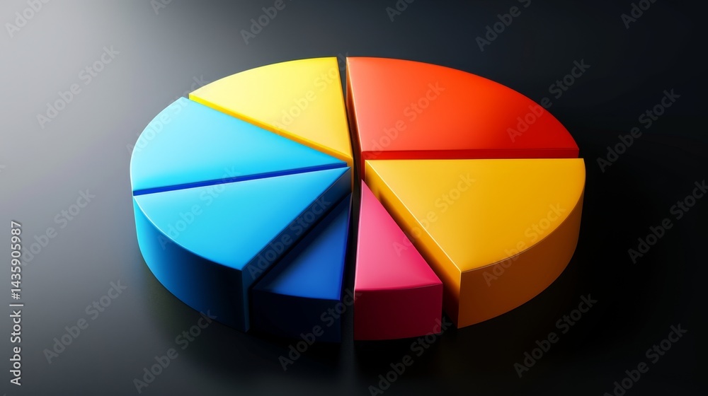Obraz premium D pie chart with soft edges and well-defined parts, suited for clean presentations