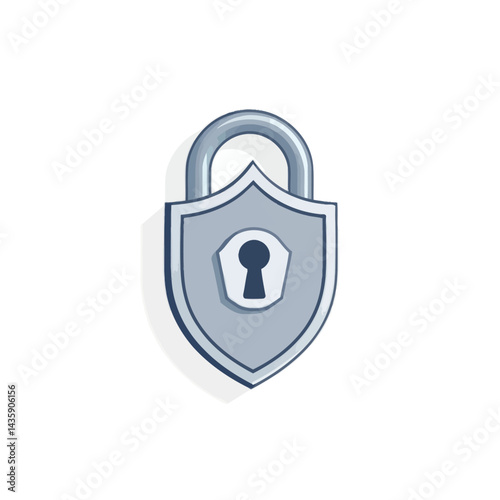 Grey Padlock with Shield Icon Digital Security