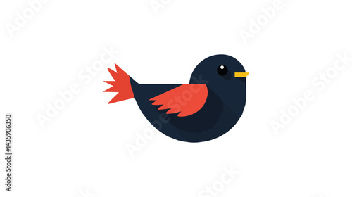 Colorful abstract bird illustration featuring vibrant red wings and a sleek black body, perfect for nature-themed designs and creative projects