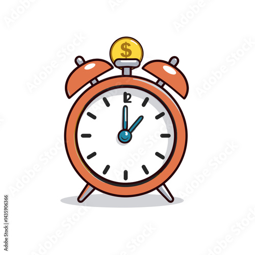 Orange Pixel Art Alarm Clock with Gold Coin