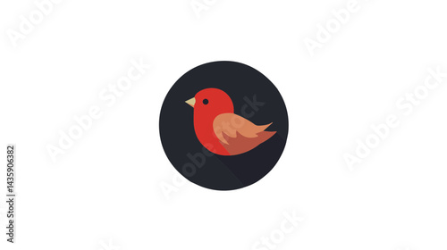 Colorful playful bird design in flat style against a dark circular background representing nature, wildlife, and artistic creativity for modern illustrations