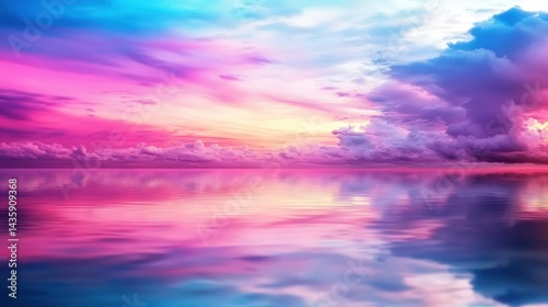 Vibrant sunset reflection on calm ocean