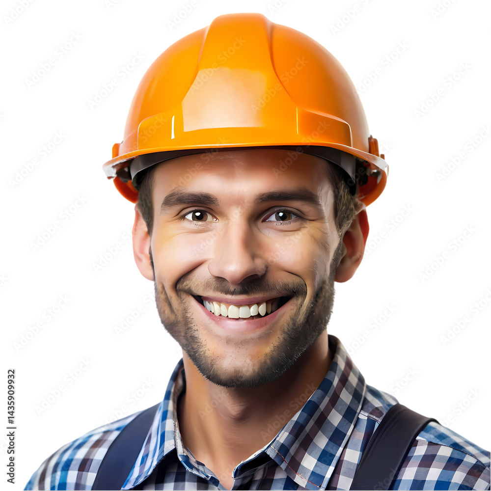 Smiling Construction Worker in Hard Hat Safety First on transparent background Smiling Construction Worker in Hard Hat Safety First on transparent background