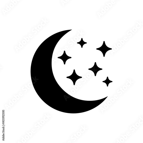 Abstract Crescent Moon with Stars Embodying Spiritual Transformation