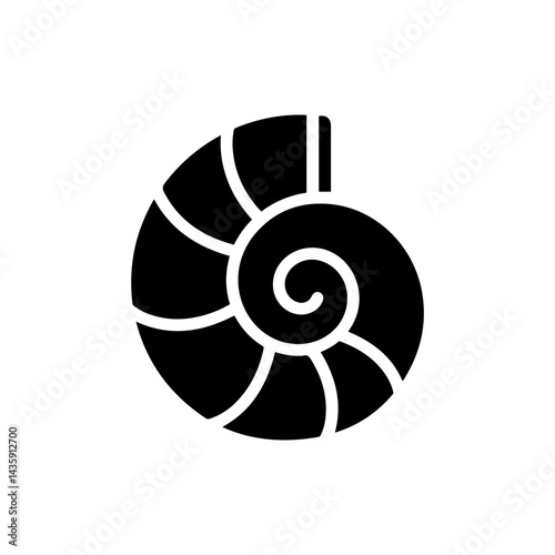 Black Spiral Shell Icon Representing Mystical Infinite Growth