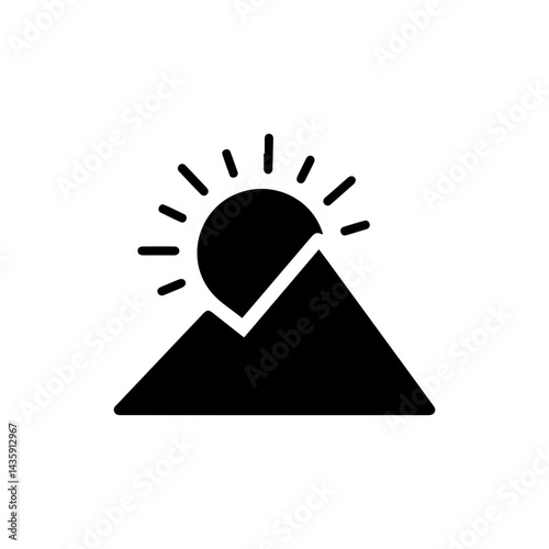 Sun Behind Mountain Icon Representing Rising Potential and Clarity