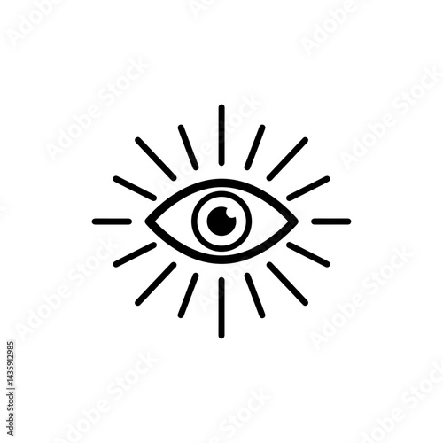 Eye Icon Surrounded by Rays Representing Expanded Consciousness