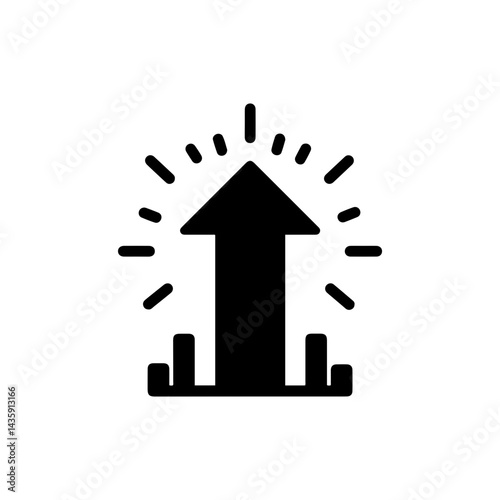 Upward Arrow with Radiant Bursts Symbolizing Elevation and Progress